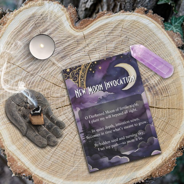 Convite New Moon Invocation Pagan Prayer Pocket Card (Purple Night Sky New Moon Invocation for Pagan and Wiccan Practice by Starborne Devotionals)