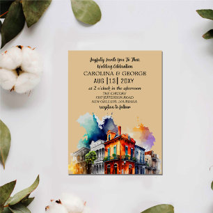 Convite New Orleans Nola Louisiana - Casamento Por Aquarel