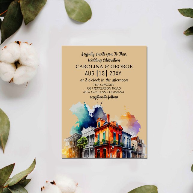 Convite New Orleans Nola Louisiana - Casamento Por Aquarel (Criador carregado)