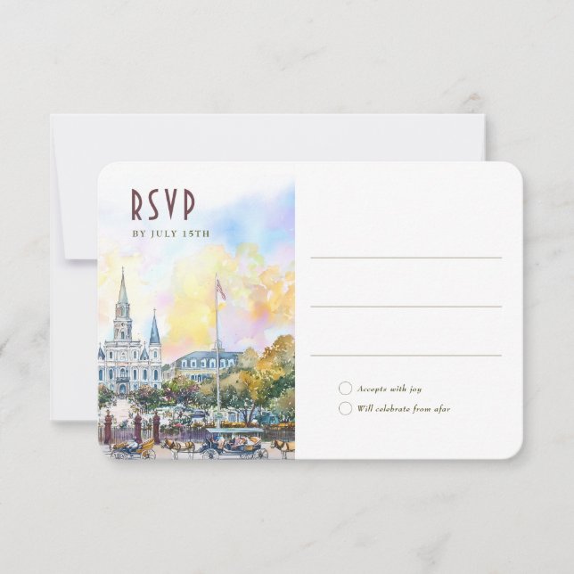 Convite New Orleans RSVP Wedding Insert Destination (Frente)