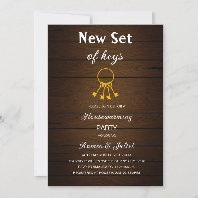 Convite New Set Of Keys Homewarming Invitation (Frente)