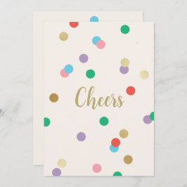 Convite New Year Confetti Cream Greeting Card