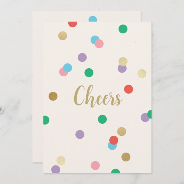 Convite New Year Confetti Cream Greeting Card (Frente/Verso)