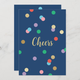 Convite New Year Confetti Midnight Blue Greeting Card