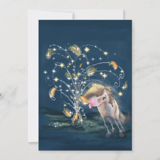 Convite New Year's Card with a Horse and Carrot Firework (Frente)