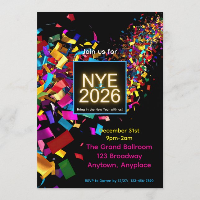 Convite New Years Eve Fun Party Invitation (Frente)