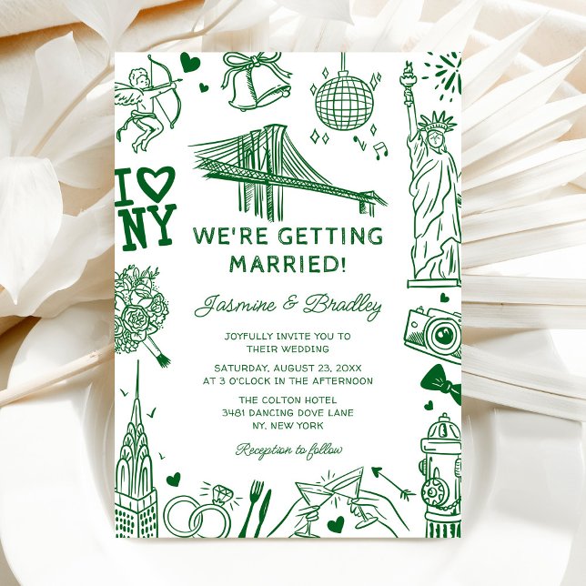 Convite New York Fun Doodle Wedding (Criador carregado)