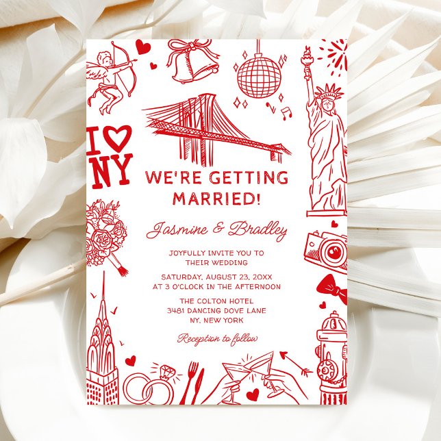 Convite New York Fun Doodle Wedding (Criador carregado)