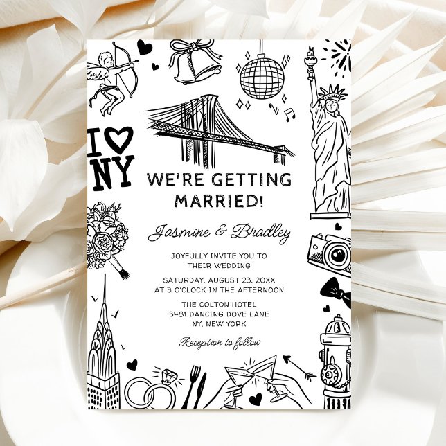 Convite New York Fun Doodle Wedding (Criador carregado)