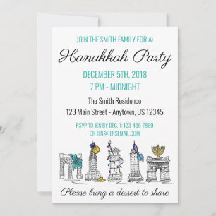 Convite New York Hanukkah NYC Landmarks Jewish Holiday