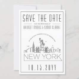 Convite New York Wedding | Skyline Estilizado Salvar a Dat