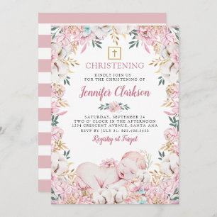 Convite Newborn Floral Christening