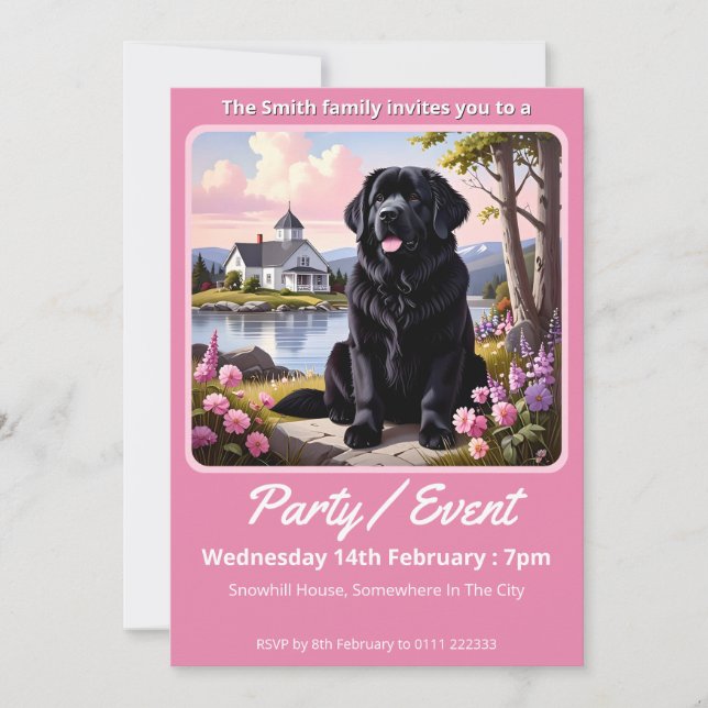 Convite Newfoundland Dog  (Frente)