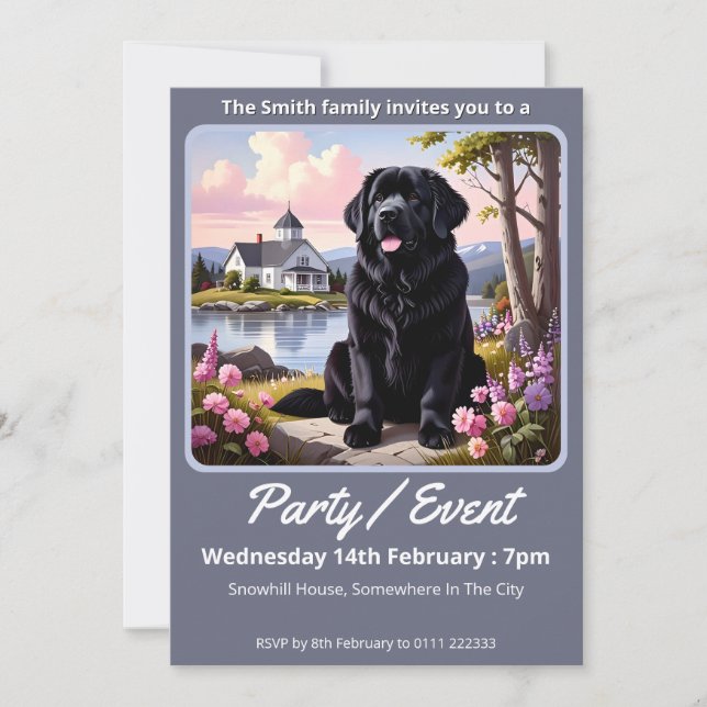 Convite Newfoundland Dog  (Frente)