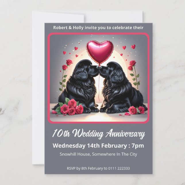 Convite Newfoundland Dog Anniversary Party (Frente)
