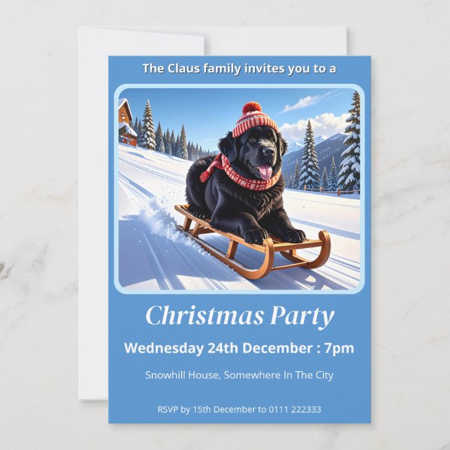 Convite Newfoundland Dog Christmas (Frente)