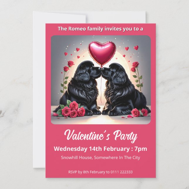 Convite Newfoundland Dog Valentine (Frente)