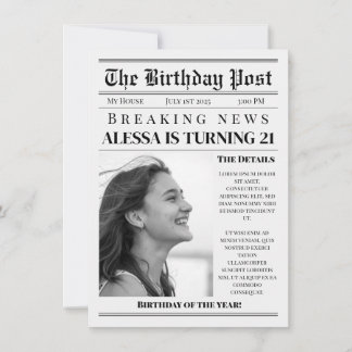 CONVITE NEWSPAPER BIRTHDAY