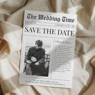 Convite Newspaper Photo Wedding Announcement Save The Date