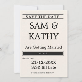 Convite Newspaper Save the Date Card – Vintage & Unique We