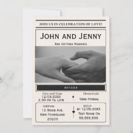 Convite Newspaper-Style Wedding Invitation | Customisable 
