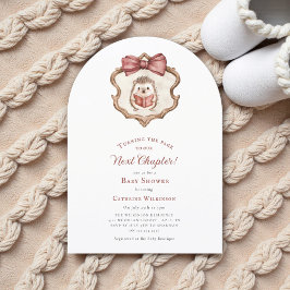 Convite Next Chapter Watercolor Hedgehog Reading Book