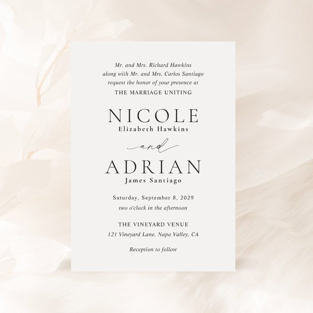 Convite Nicole White Elegant Wedding (Criador carregado)