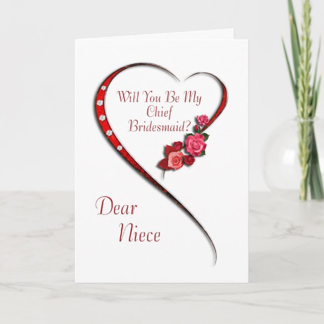 Convite Niece, Convidada da Chefe Bridesmaid do Coração Su (Frente)