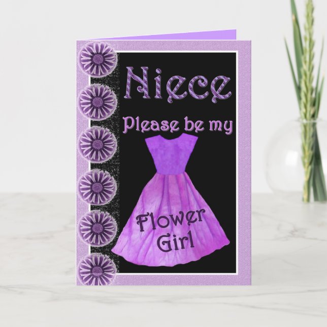Convite NIECE Flower Girl Invitation PURPLE Dress (Frente)