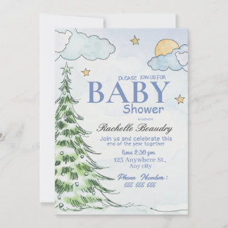 Convite Night Christmas tree baby shower