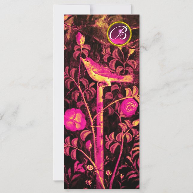 Convite NIGHTINGALE,MONOGRAMA ROSA, Programa Preto Cor-de- (Frente)