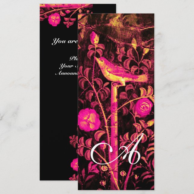 Convite NIGHTINGALE, ROSA MONOGRAMA Vermelho Dourado Amare (Frente/Verso)