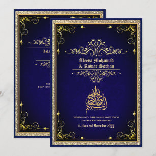 Convite NIKAH - Caligrafia de Casamento Islâmico Dourado A
