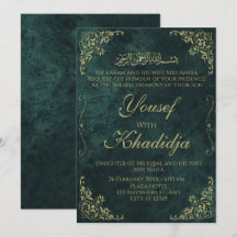 Convite Nikah, muçulmano elegante verde-escuro