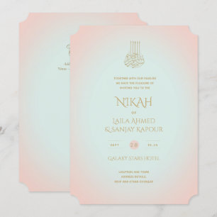 Convite NIKAH - Ornamentado Islâmico Dourado Casamento Ros