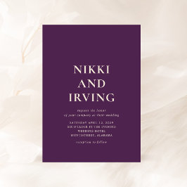 Convite Nikki Purple Modern Wedding