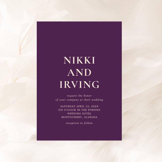 Convite Nikki Purple Modern Wedding (Criador carregado)