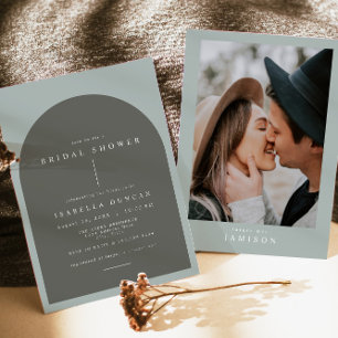 Convite NINA Bohemian Arch Sage Chá de panela de Foto Ver