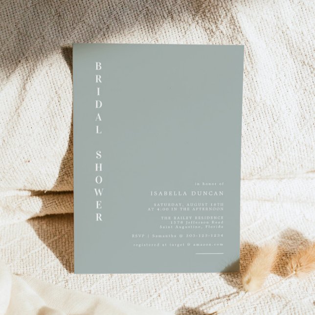 Convite NINA Sage Green Bohemian Chá de panela mínimo (Criador carregado)