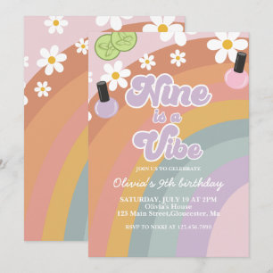 Convite Nine is a vibe Spa Chuveiro de Cores 9º Aniversári