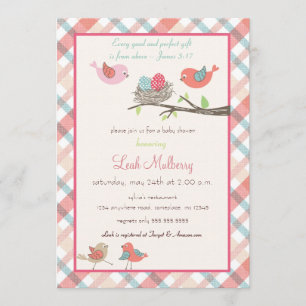 Convite Ninho de Pássaros do Amor - Chá de fraldas de Escr