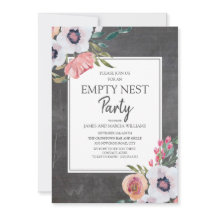 Ninho Vazio Floral Rosa Branco Quadro Negro Vintag