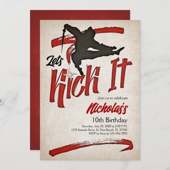 Convite Ninja Birthday (Frente/Verso)