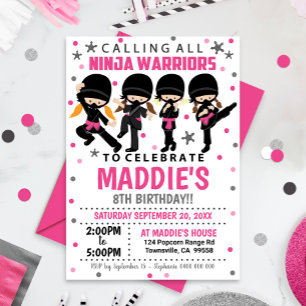 Convite Ninja Birthday Invent Girl Ninja