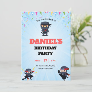 Convite Ninja Birthday Invitation for Boys,
