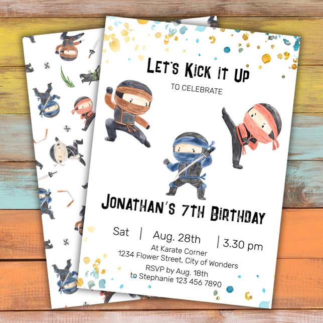 Convite Ninja Birthday Invitation - Ninja Party (Criador carregado)