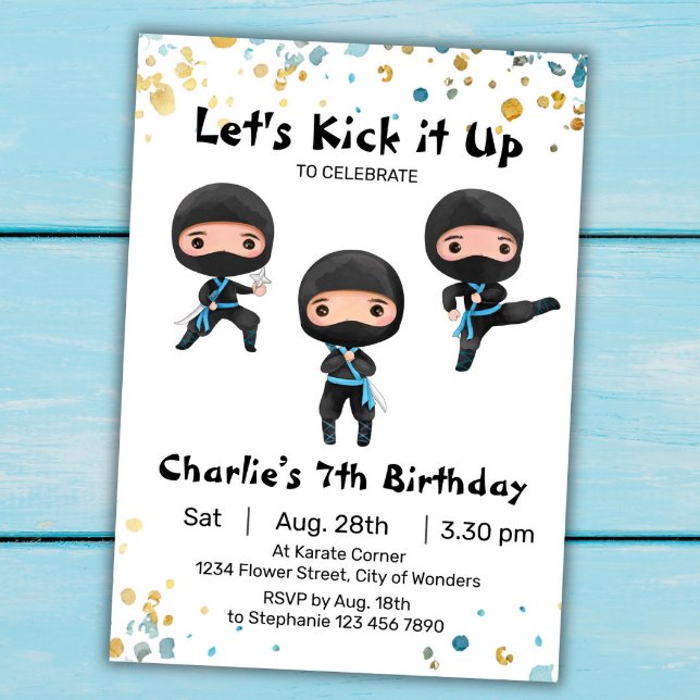 Convite Ninja Birthday Invitation - Ninja Party (Criador carregado)