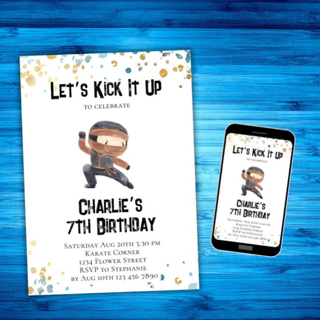Convite Ninja Birthday Invitation - Ninja Party (Criador carregado)