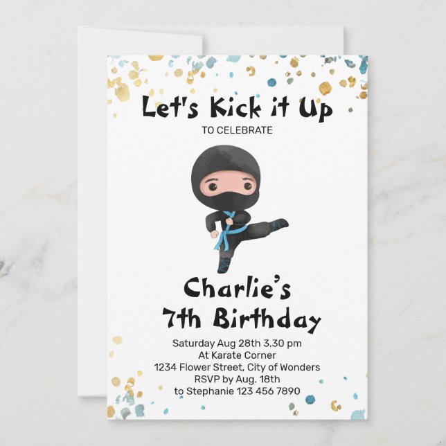 Convite Ninja Birthday Invitation - Ninja Party (Frente)