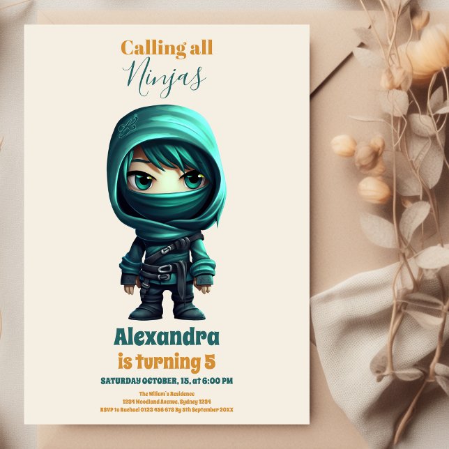 Convite Ninja Birthday Karate Party (Criador carregado)